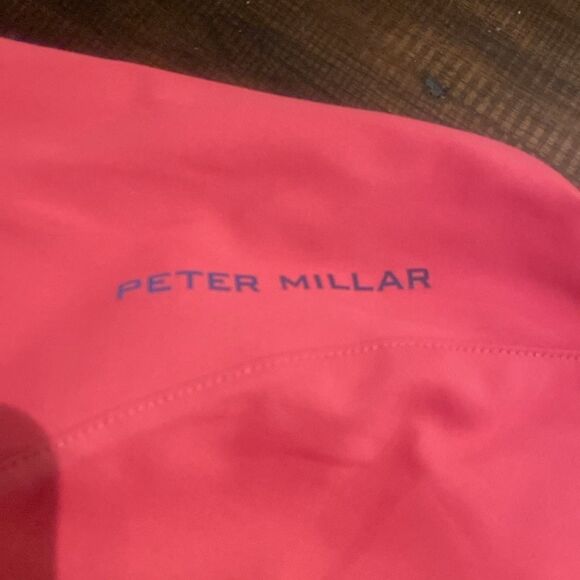 Peter Millar Men's Medium Forge Performance 1/4-Zip Pullover coral and navy - Picture 4 of 10